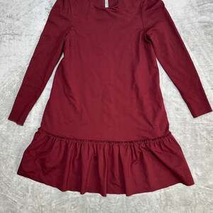 Banana Republic Burgundy Long Sleeve Tiered Ruffle Hem Knit Dress Size 0